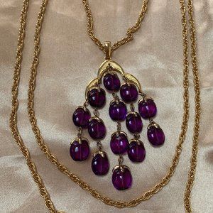 Vintage Trifari waterfall necklace purple